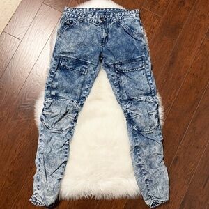 DNM Collection Mens Bleached Slim Fit Jeans Sz 32